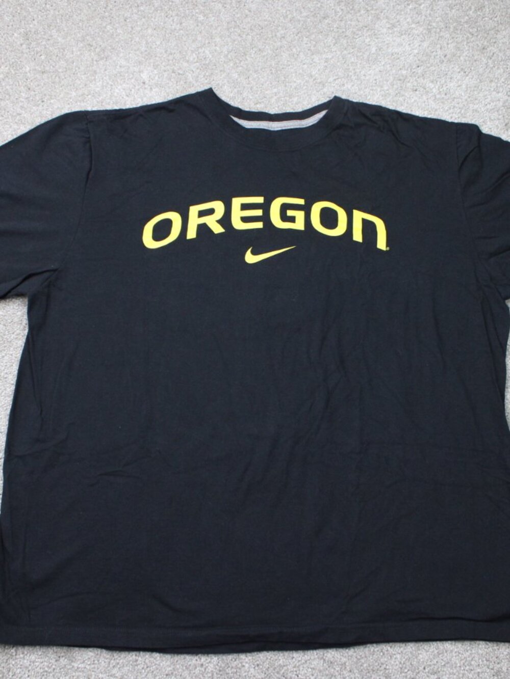 Nike Oregon Ducks Shirt Men 2XL XXL Black/Yellow Regular Fit Short Sleeve Cotton